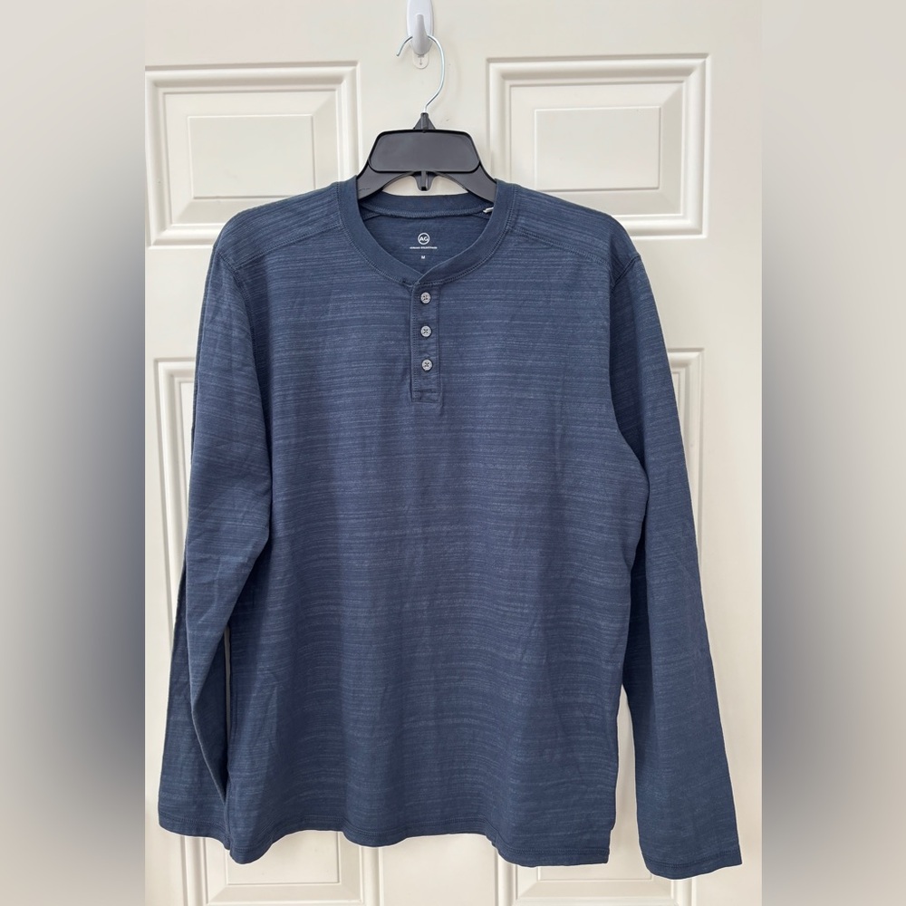 NWOT AG Adriano Goldschmied Men's M Navy Long Sleeve Henley Made in USA